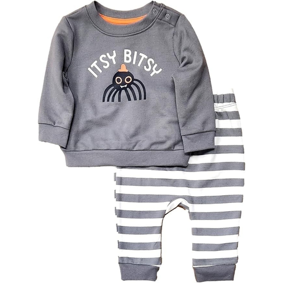 New Cat & Jack Infant Gray & White Halloween Sweatshirt Pants 0-3 Months - Picture 5 of 5